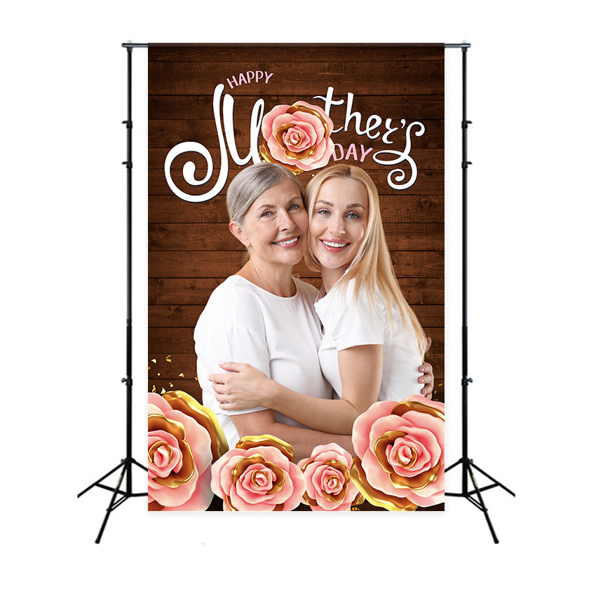 Backdrops For Mother's Day Rustic Floral Wooden Personalised Backdrop UK MRR3-74