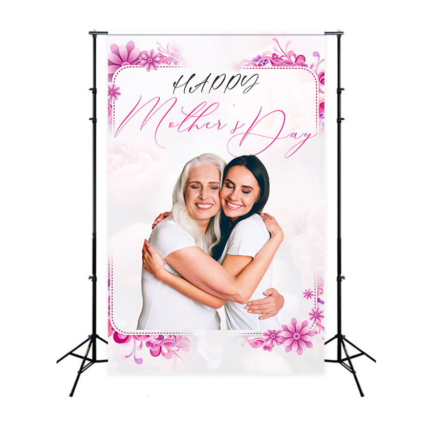 Mothers Day Photo Backdrop Elegant Pink Blossom Personalized Backdrop UK MRR3-79