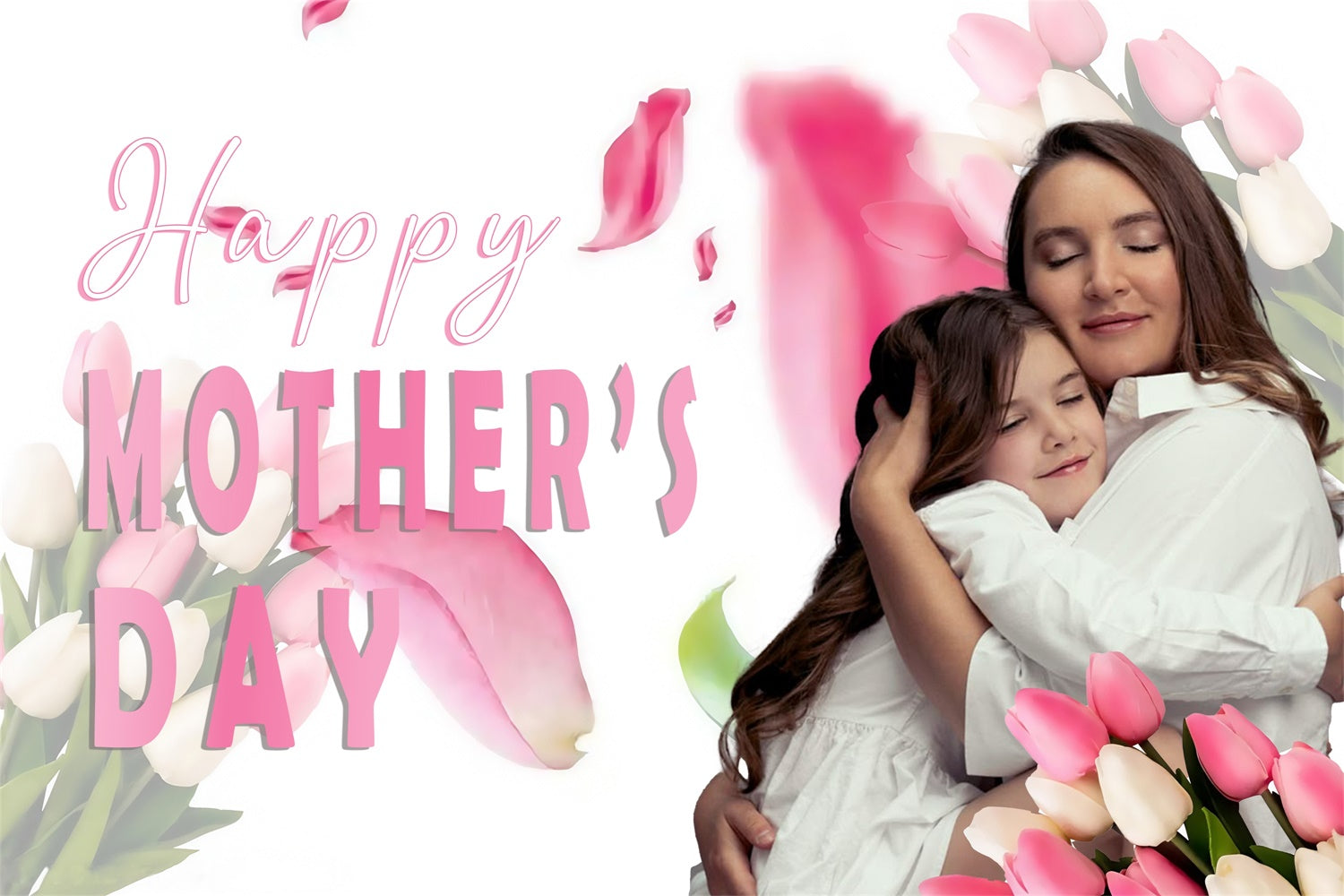 Mothers Day Photo Backdrop Pink Tulip Embrace Custom Backdrop UK MRR3-85