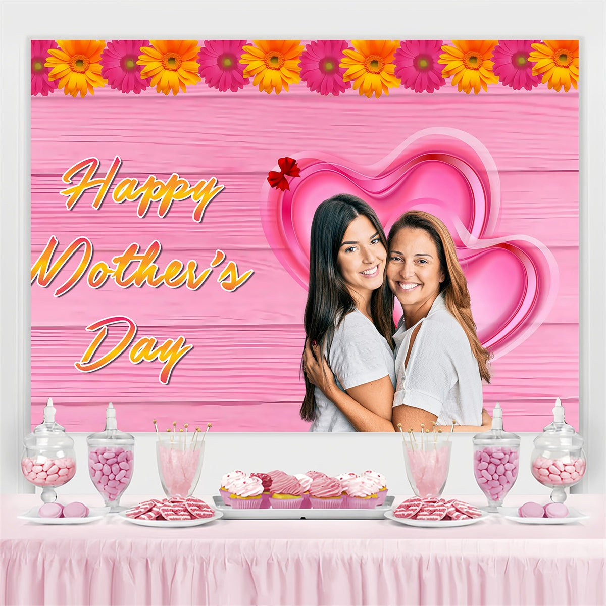 Happy Mother's Day Backdrop Rustic Romance Daisy Custom Backdrop UK MRR3-93