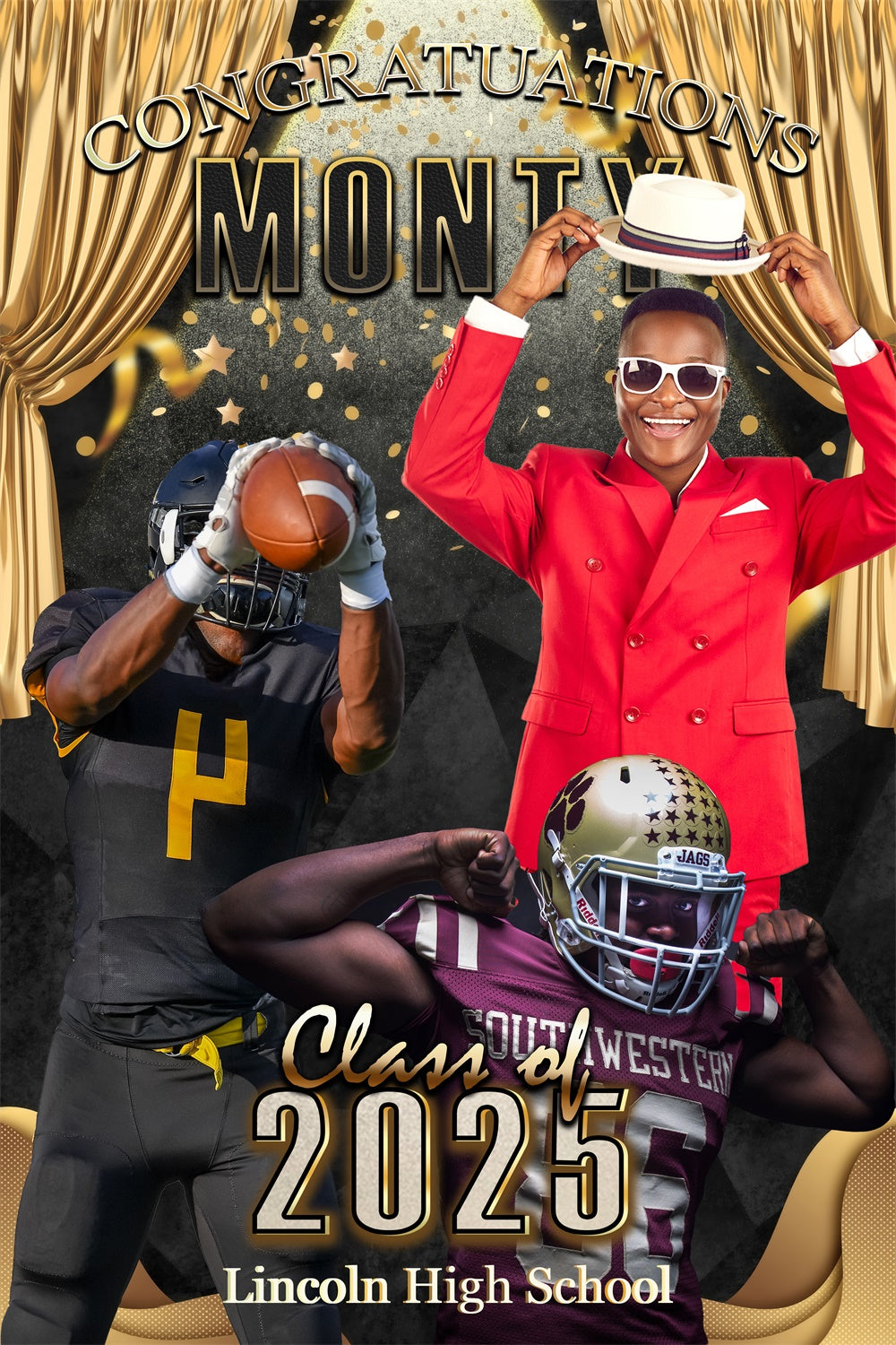 Customized Graduation Backdrop Spotlight Athlete Graduation Party Backdrop UK MRR4-27