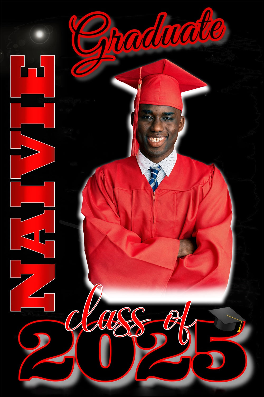 Personalized Graduation Backdrops Bold Red Black Graduation Party Backdrop UK MRR4-29