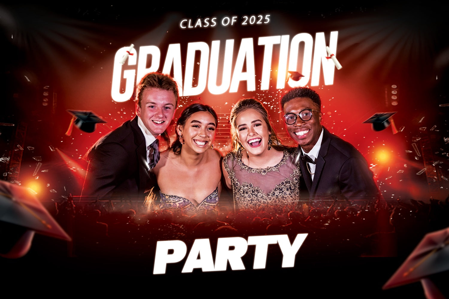 Graduation Backdrop Photoshoot Red Stage Lights Personalised Party Graduation Backdrop UK MRR4-39