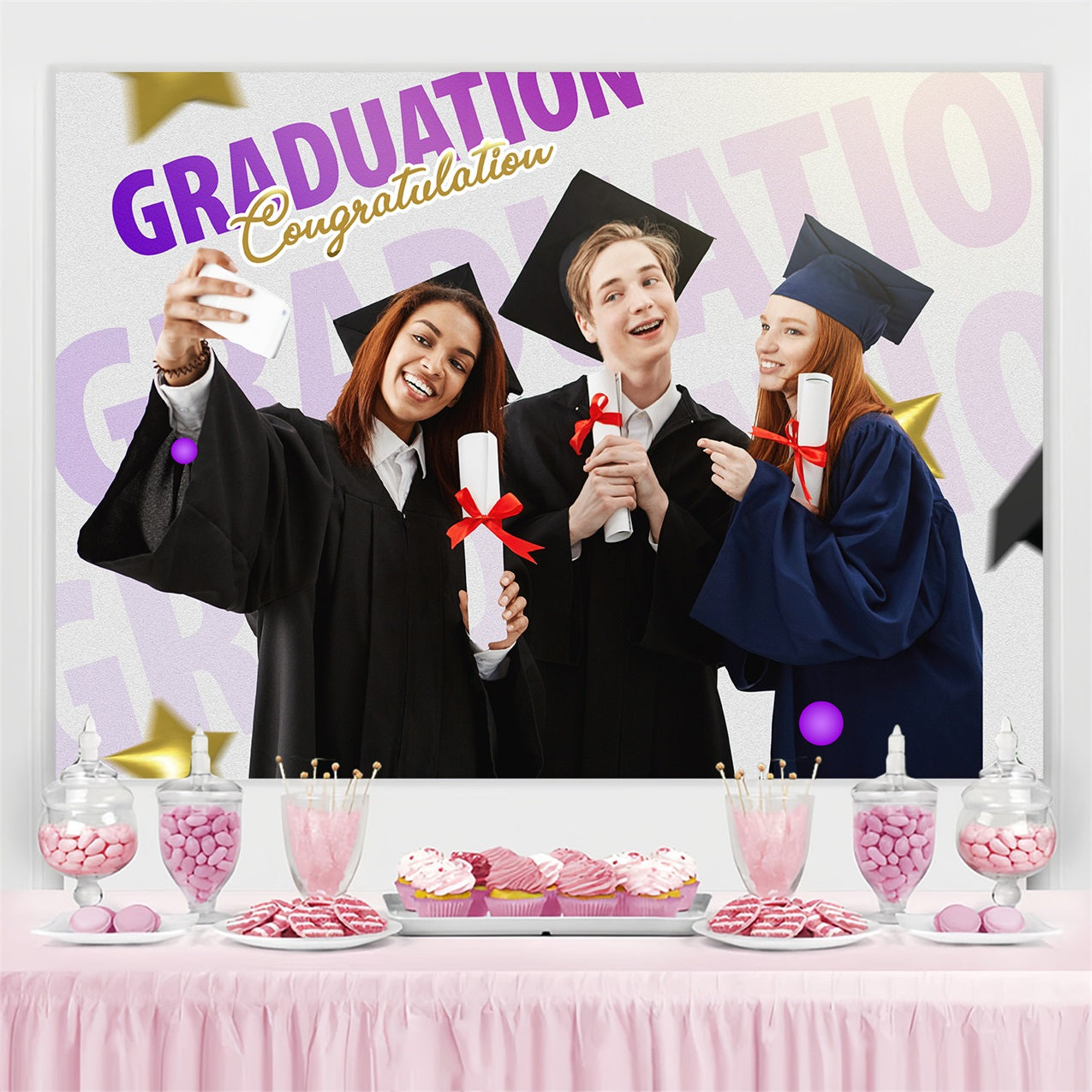 Graduated Backdrop Selfie Time Memories 2025 Personalized Party Graduation Backdrop UK MRR4-41