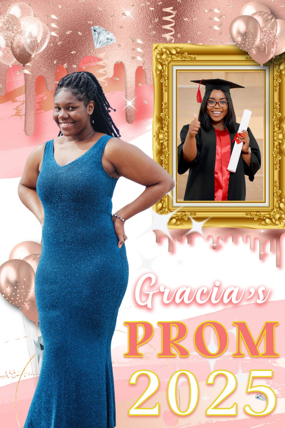 Prom 2025 Backdrop Glittering Balloons Frame Personalised Party Graduation Backdrop UK MRR4-52