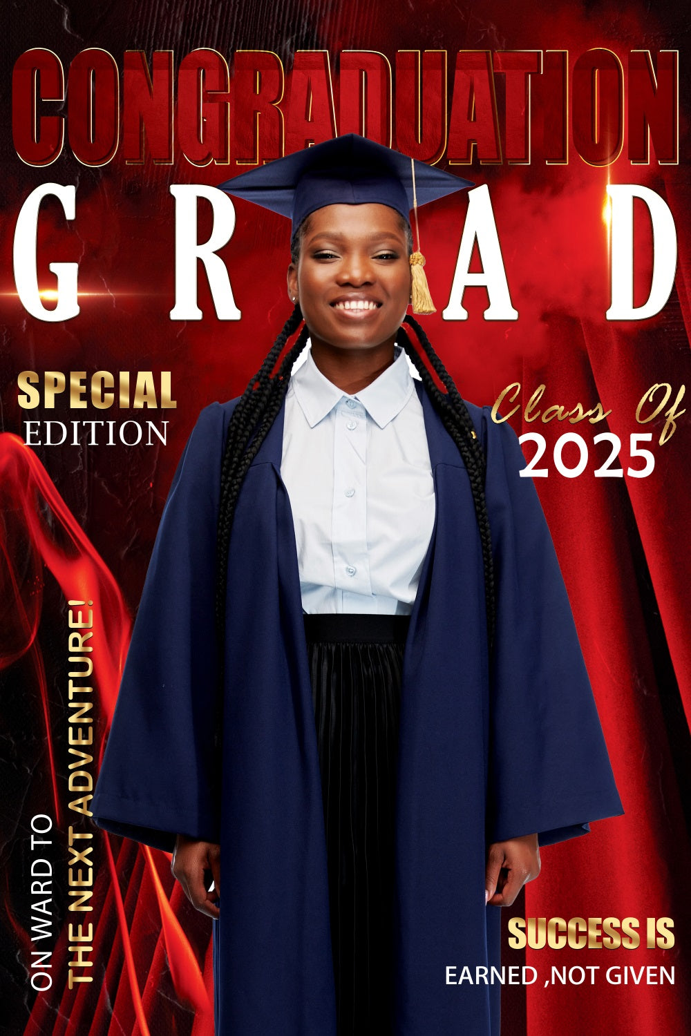 Graduation Photo Backdrop Fire Red 2025 Personalized Party Graduation Backdrop UK MRR4-54