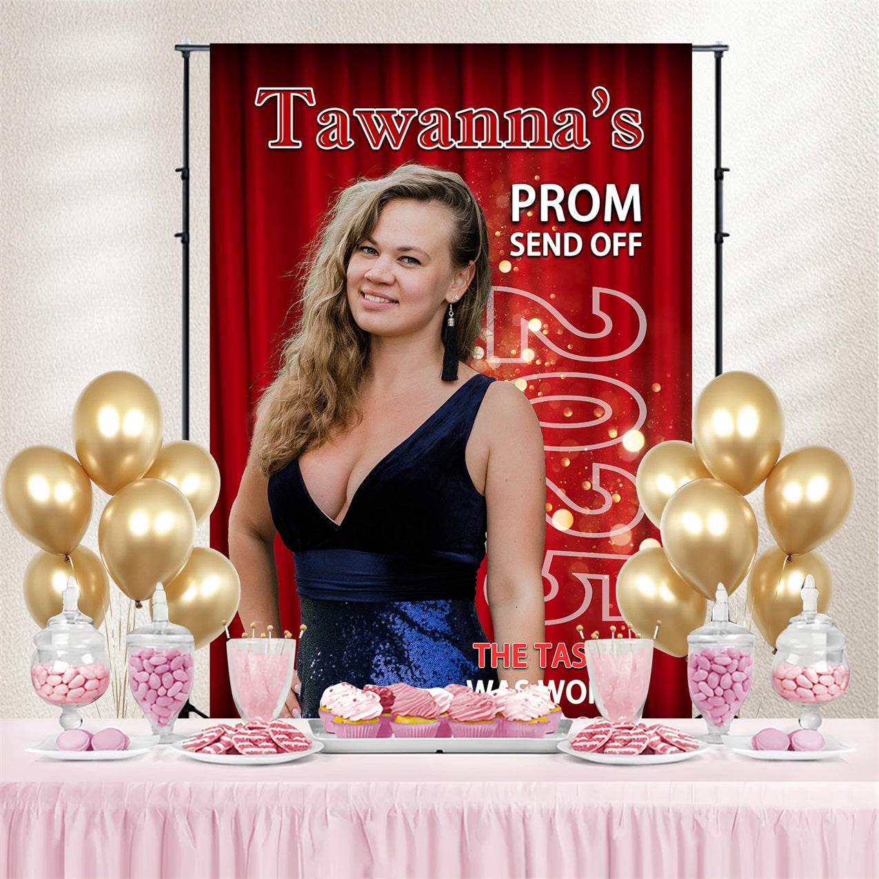 Prom Night Backdrop Red Curtain Personalized Party Graduation Backdrop UK MRR4-58