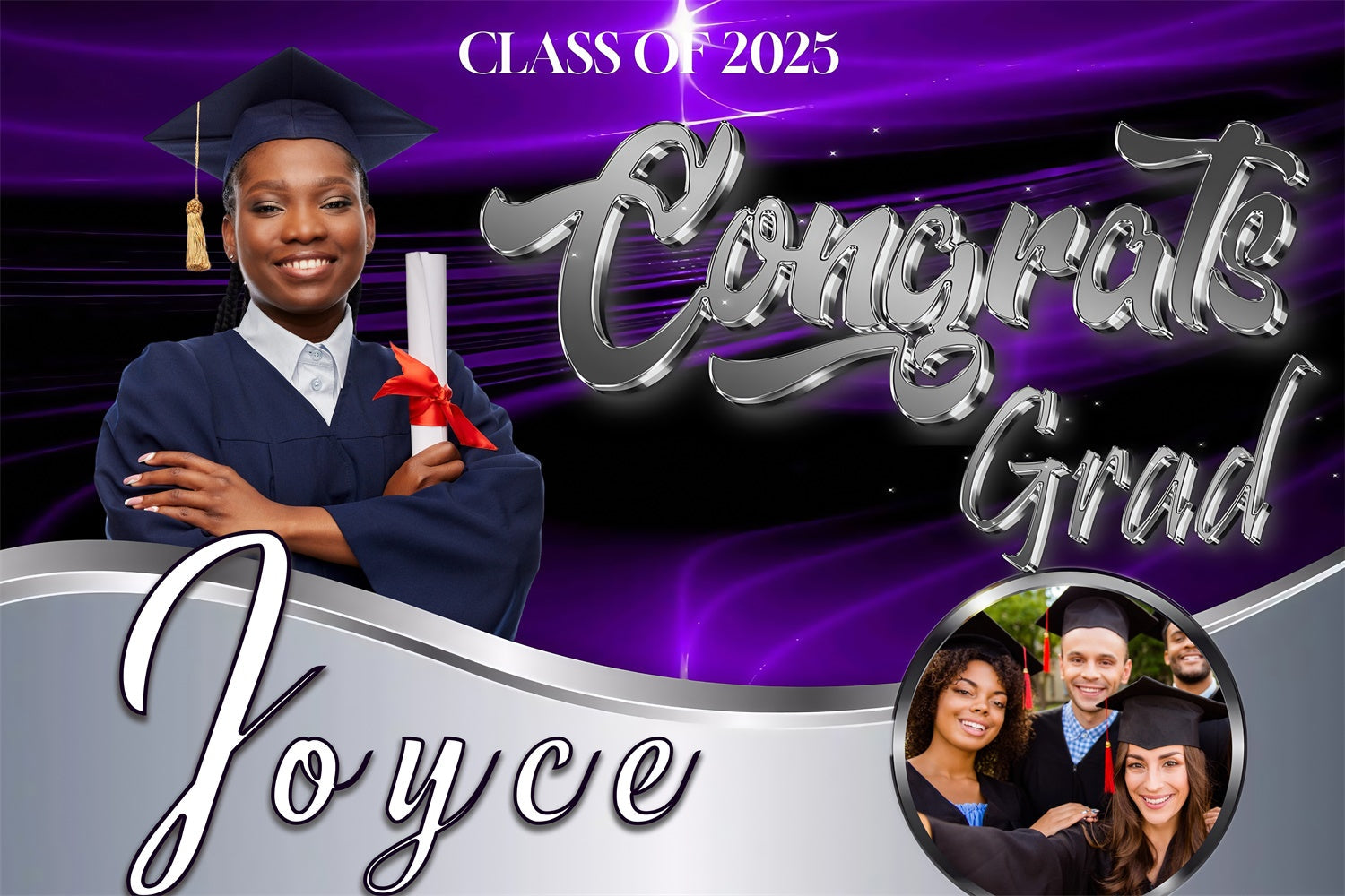 Personalized Graduation Backdrop Elegant Purple Graduation Party Backdrop UK MRR4-7