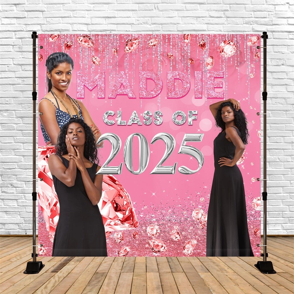 2025 Graduation Backdrop Sparkling Pink Customized Graduation Party Backdrop UK MRR5-10