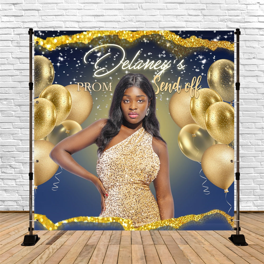 Prom Backdrop Luxurious Gold Balloon Personalized Graduation Party Backdrop UK MRR5-19
