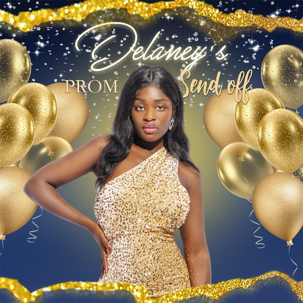 Prom Backdrop Luxurious Gold Balloon Personalized Graduation Party Backdrop UK MRR5-19