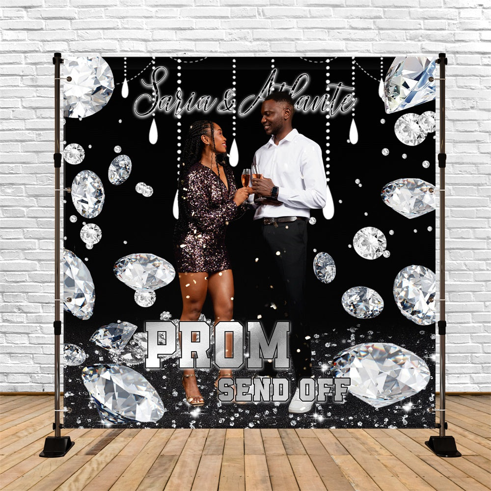 Prom Backdrop Luxury Diamonds Romantic Customized Graduation Party Backdrop UK MRR5-24