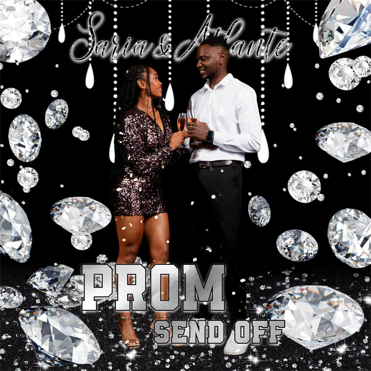 Prom Backdrop Luxury Diamonds Romantic Customized Graduation Party Backdrop UK MRR5-24