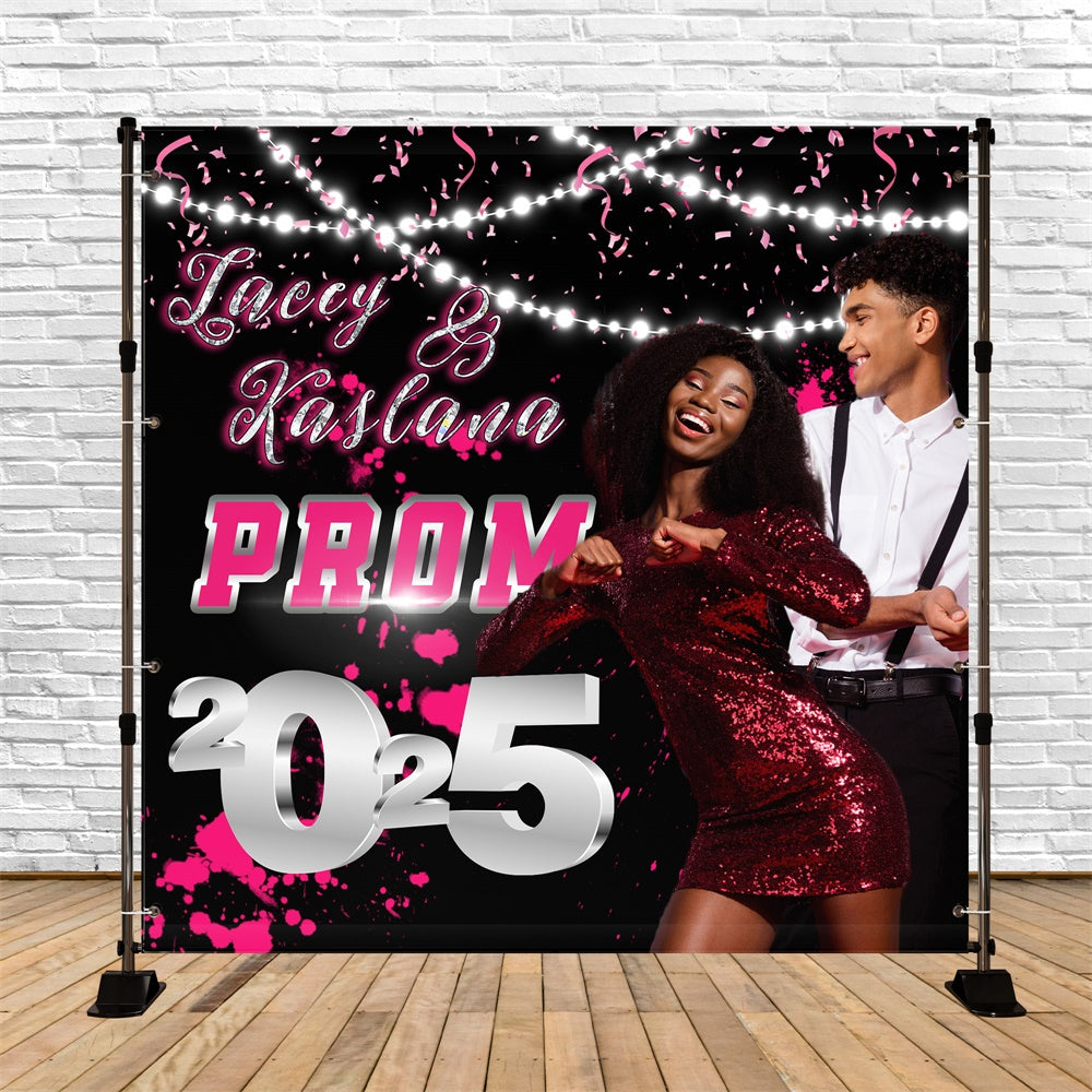 Prom Backdrop Pink Confetti Sparkle Personalized Graduation Party Backdrop UK MRR5-8