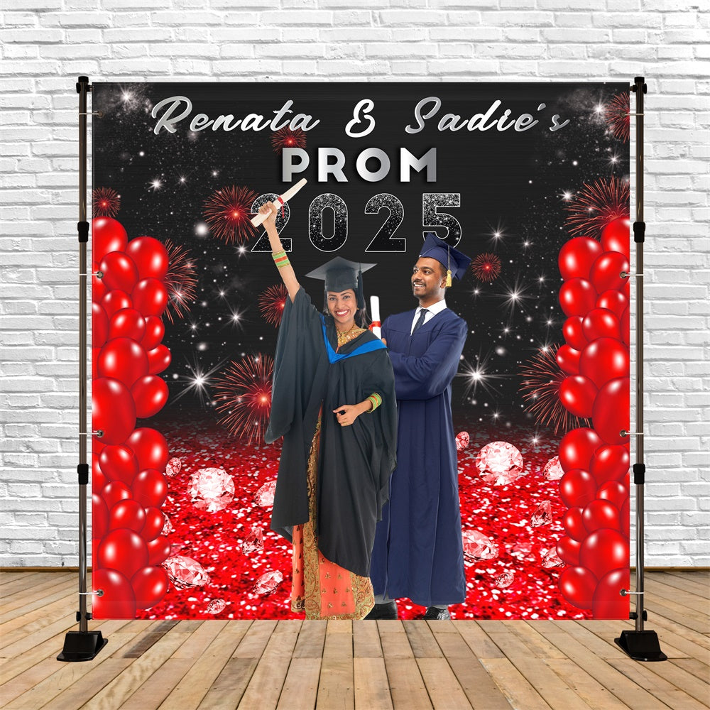 Prom Backdrops Red Balloon Fireworks Custom Graduation Party Backdrop UK MRR5-9