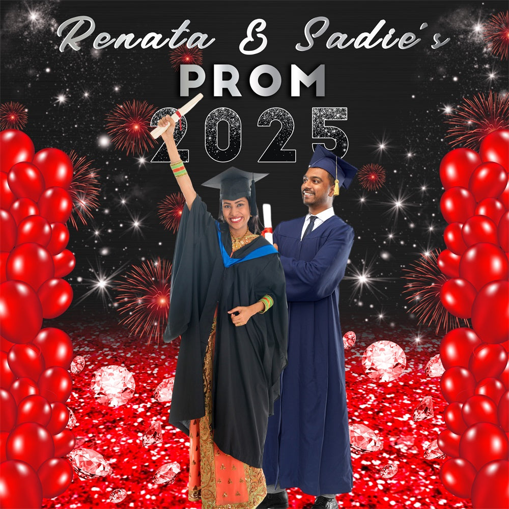Prom Backdrops Red Balloon Fireworks Custom Graduation Party Backdrop UK MRR5-9