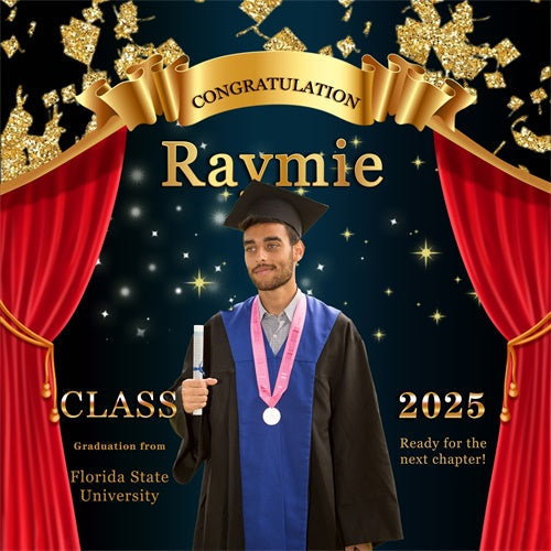 Backdrop Graduation Red Curtain Stage Personalized Party Graduation Backdrop UK MRR6-21