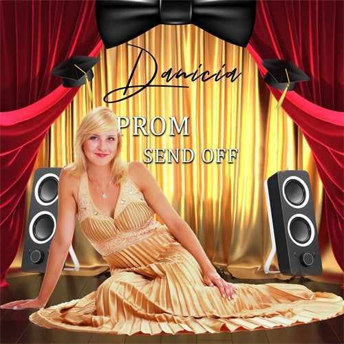 Prom Photo Backdrop Golden Stage Vibes Custom Party Graduation Backdrop UK MRR6-32