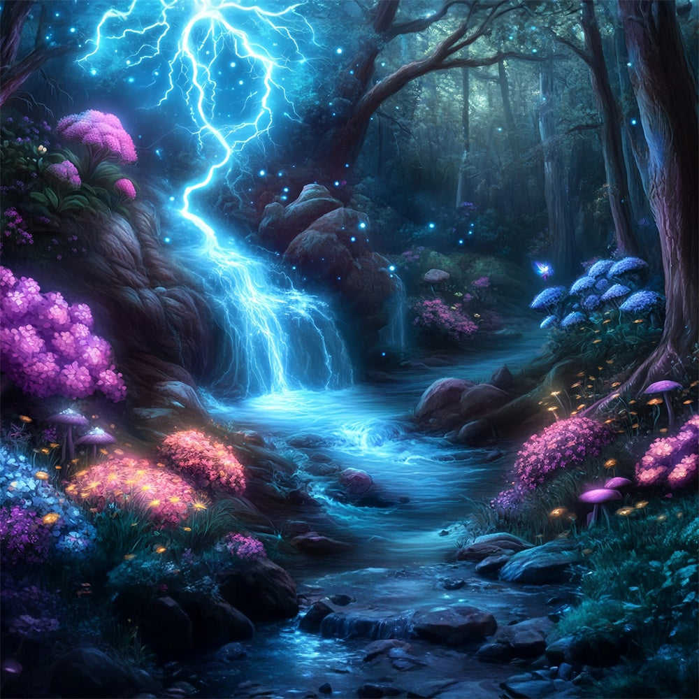 Magical Forest Backdrop Glowing Thunder Cascade Backdrop UK MRR7-101