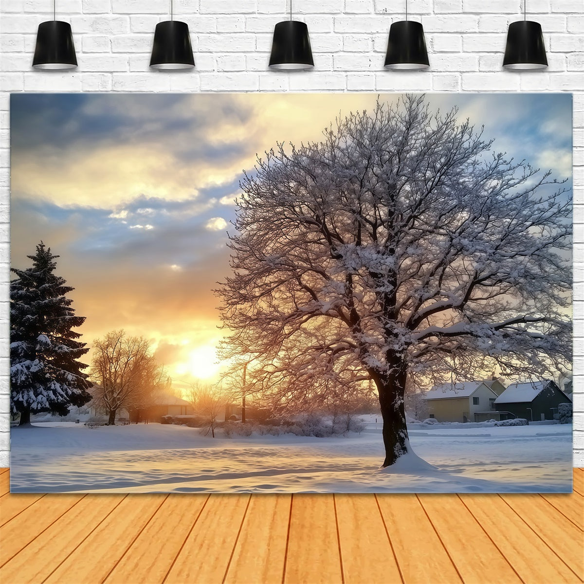 Backdrop Forest Winter Sunset Serenity Backdrop UK MRR7-107