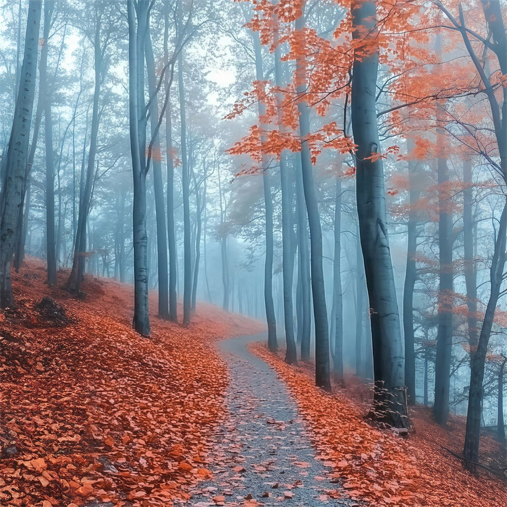 Autumn Forest Backdrop Misty Crimson Path Backdrop UK MRR7-112