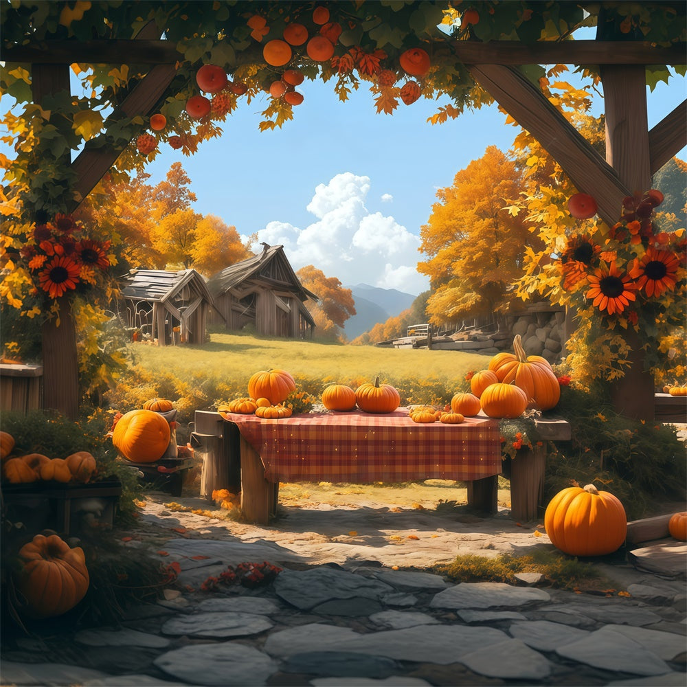 Fall Photo Backdrops Rustic Table Harvest Backdrop UK MRR7-116