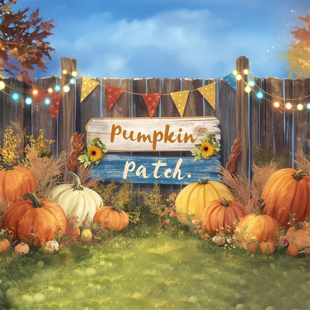 Autumn Photo Backdrop Rustic Banner Pumpkin Backdrop UK MRR7-126
