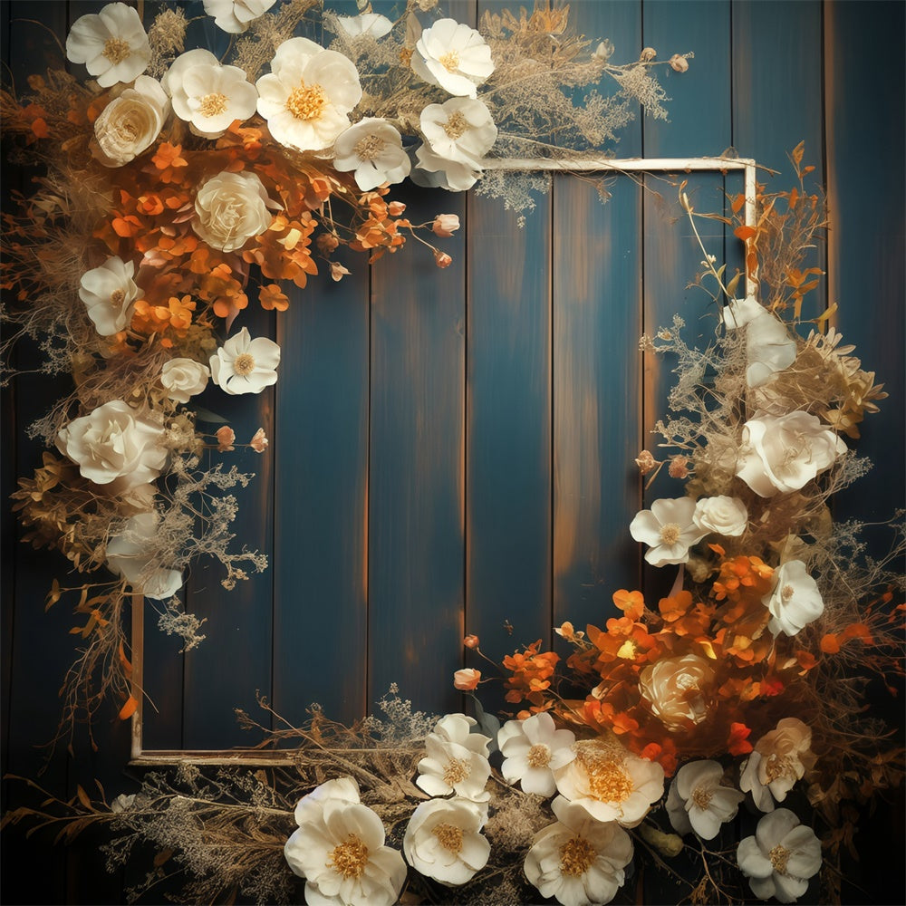 Autumn Backdrop Rustic Floral Wood Panel Backdrop UK MRR7-127