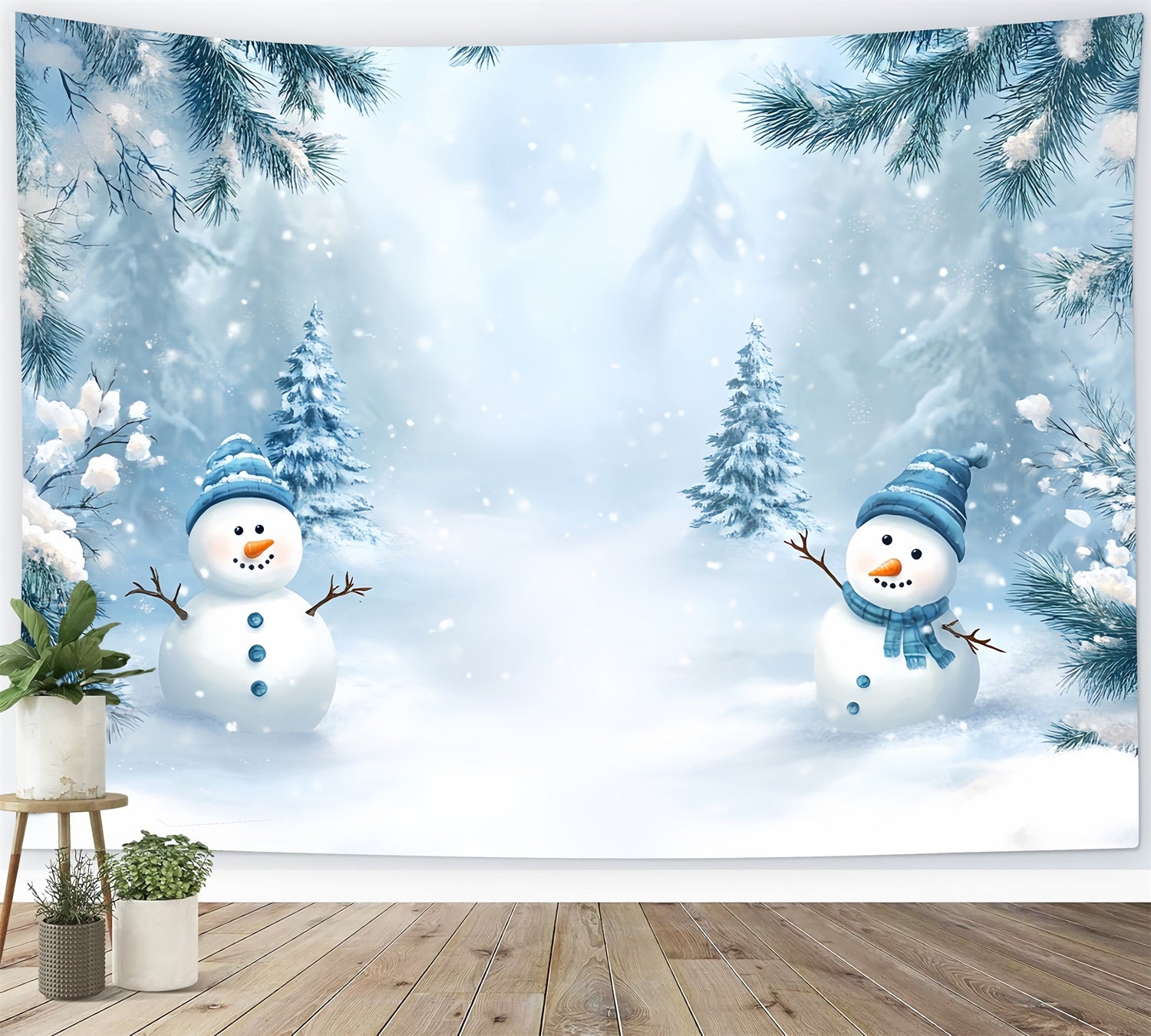 Winter Backdrop Photography Forest Snowman Fun Backdrop UK MRR7-148