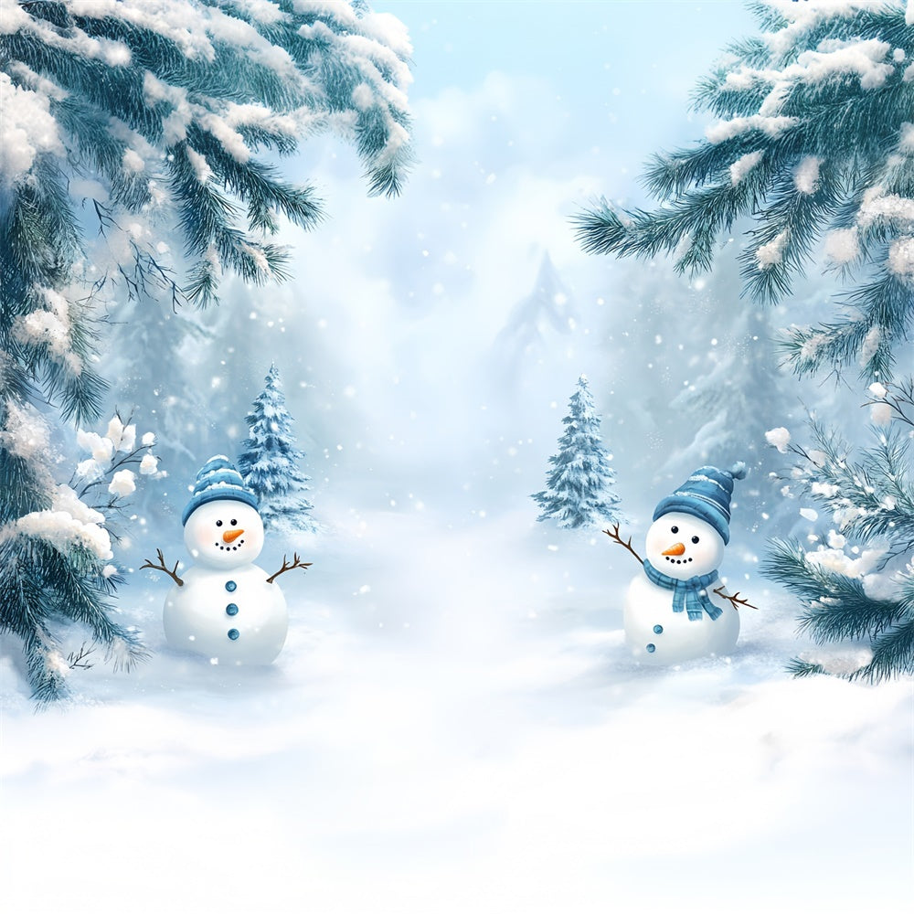 Winter Backdrop Photography Forest Snowman Fun Backdrop UK MRR7-148