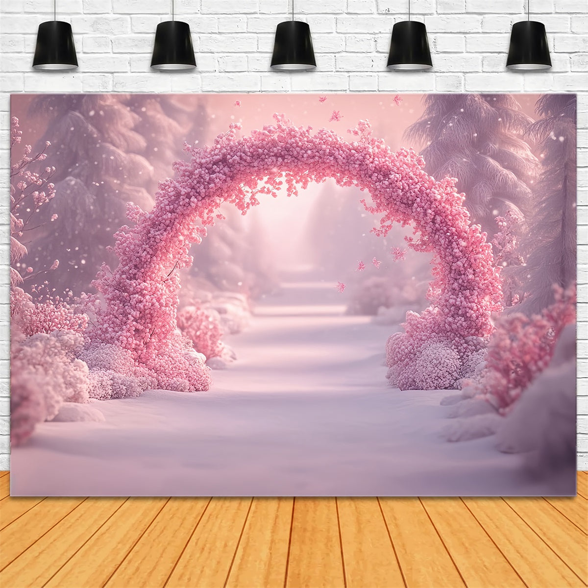 Winter Wonderland Backdrop Pink Blossom Snow Backdrop UK MRR7-150