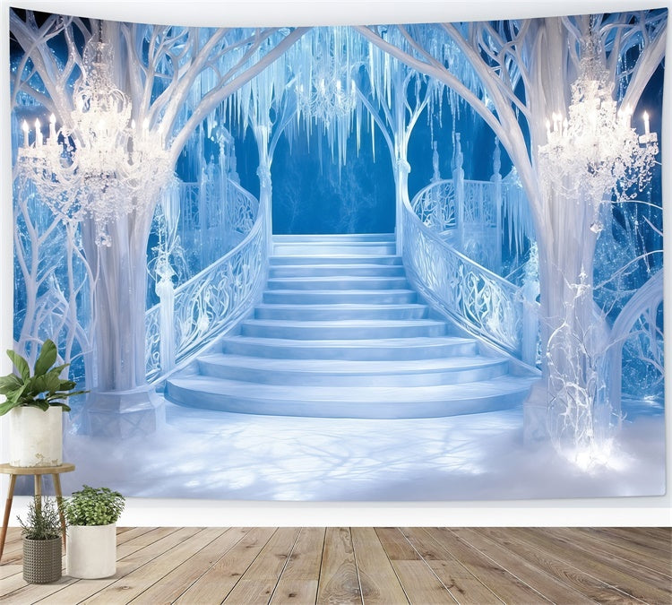 Winter Backdrop Crystal Palace Stairway Backdrop UK MRR7-153