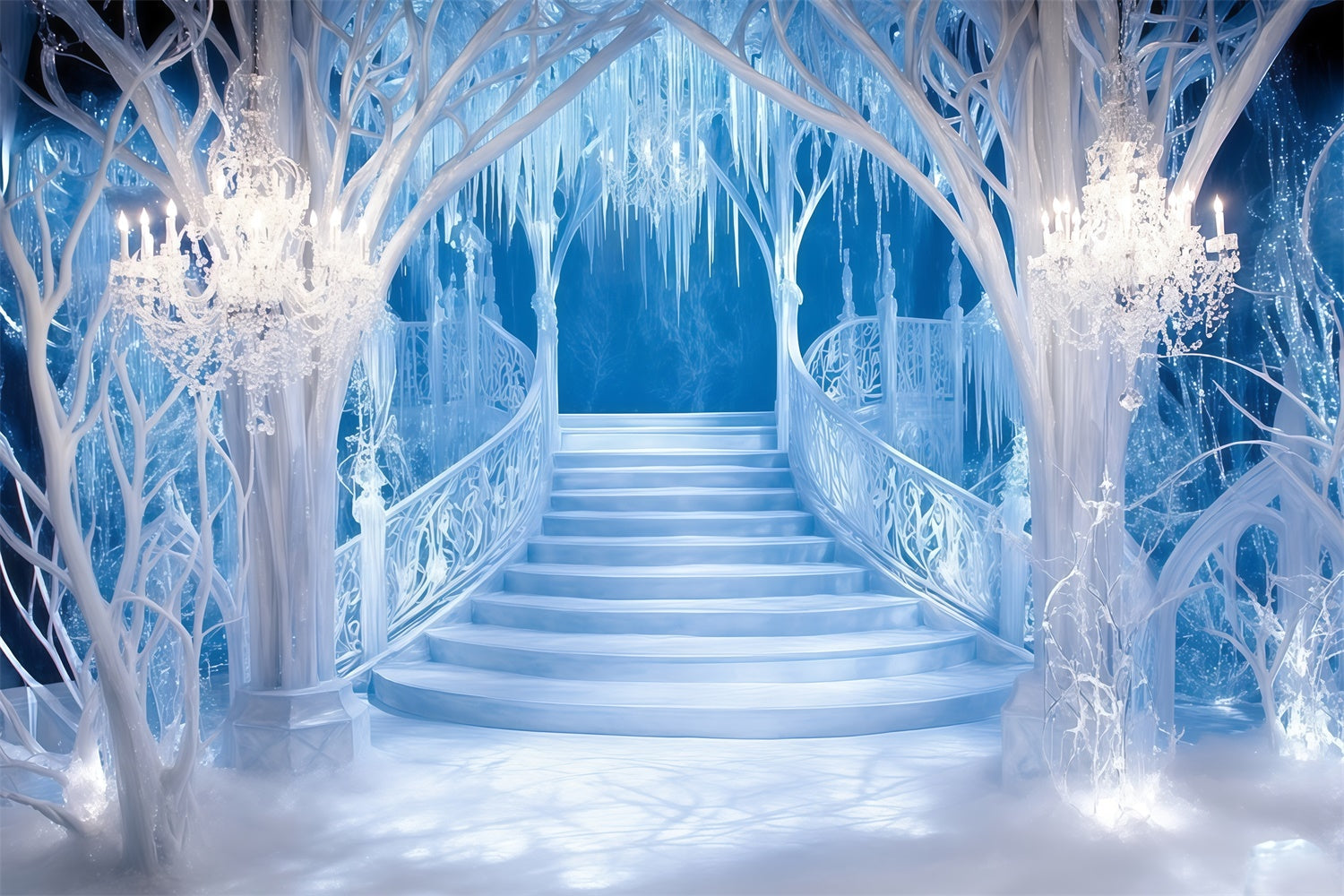 Winter Backdrop Crystal Palace Stairway Backdrop UK MRR7-153