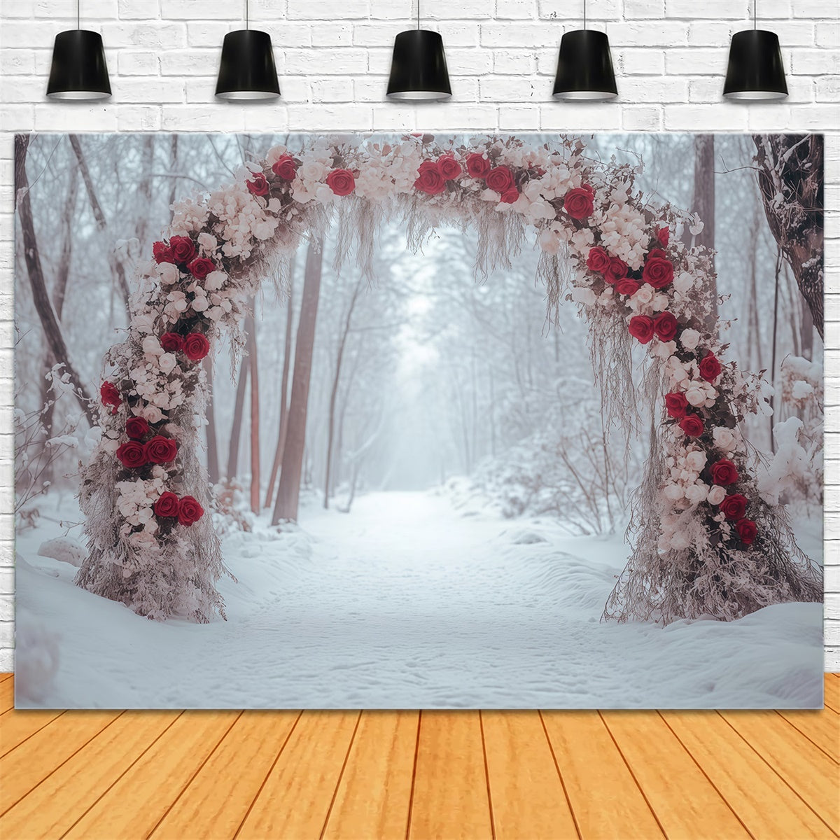 Winter Forest Backdrop Rose Arch Path Backdrop UK MRR7-158