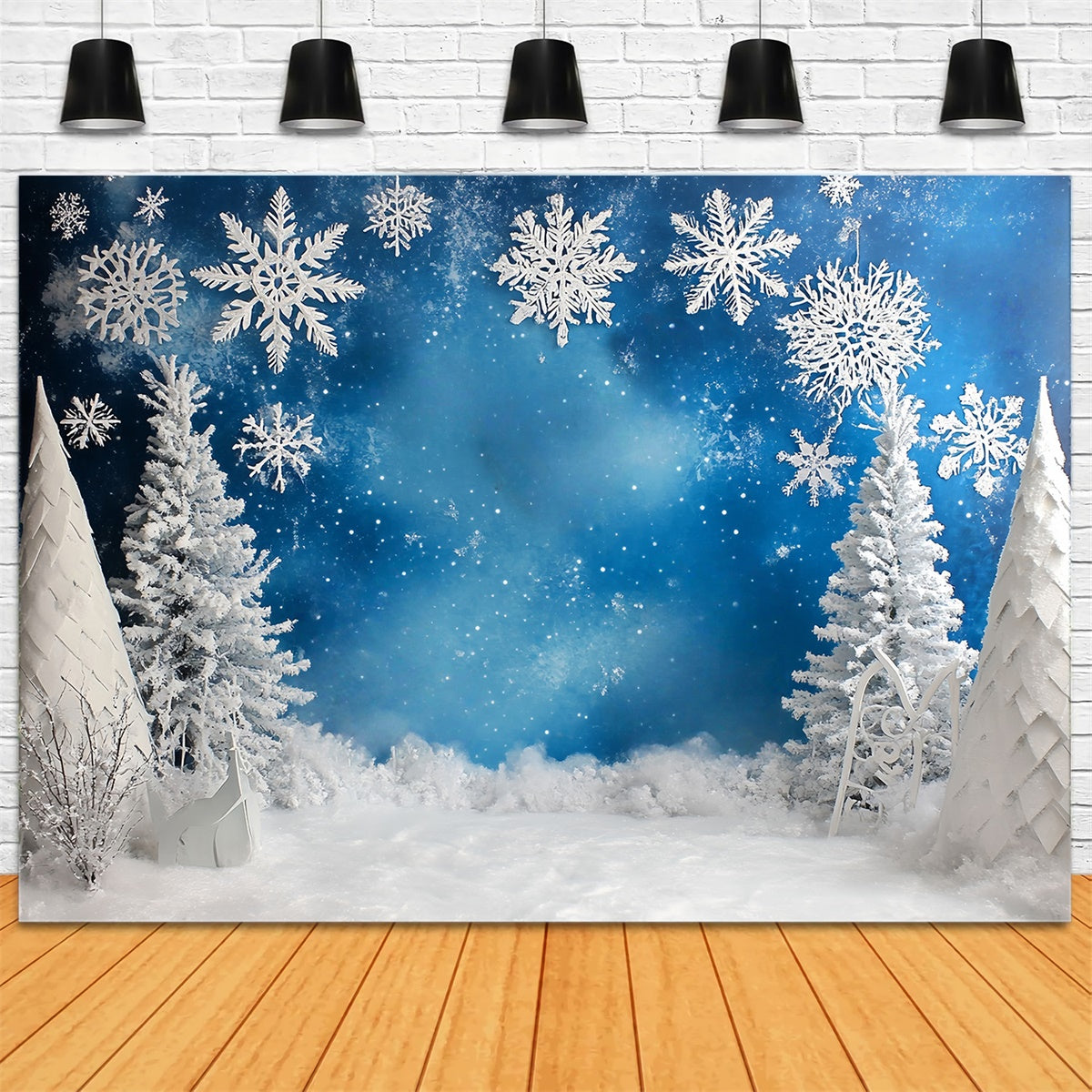 Snowflake Backdrop Frosted Blue Winter Backdrop UK MRR7-166