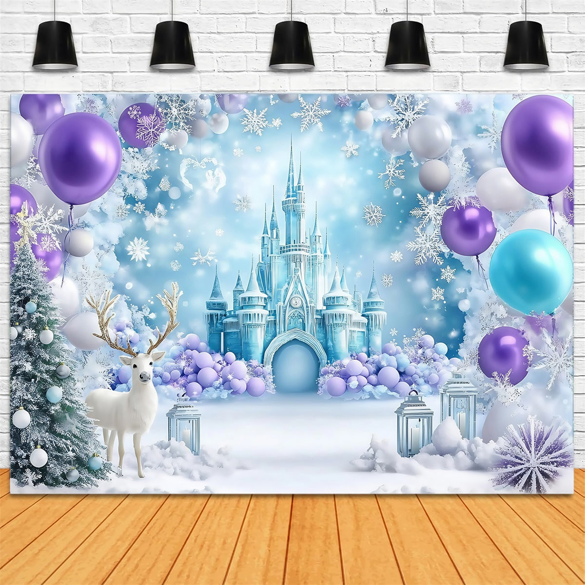 Winter Photo Backdrop Ice Castle Balloon Backdrop UK MRR7-167