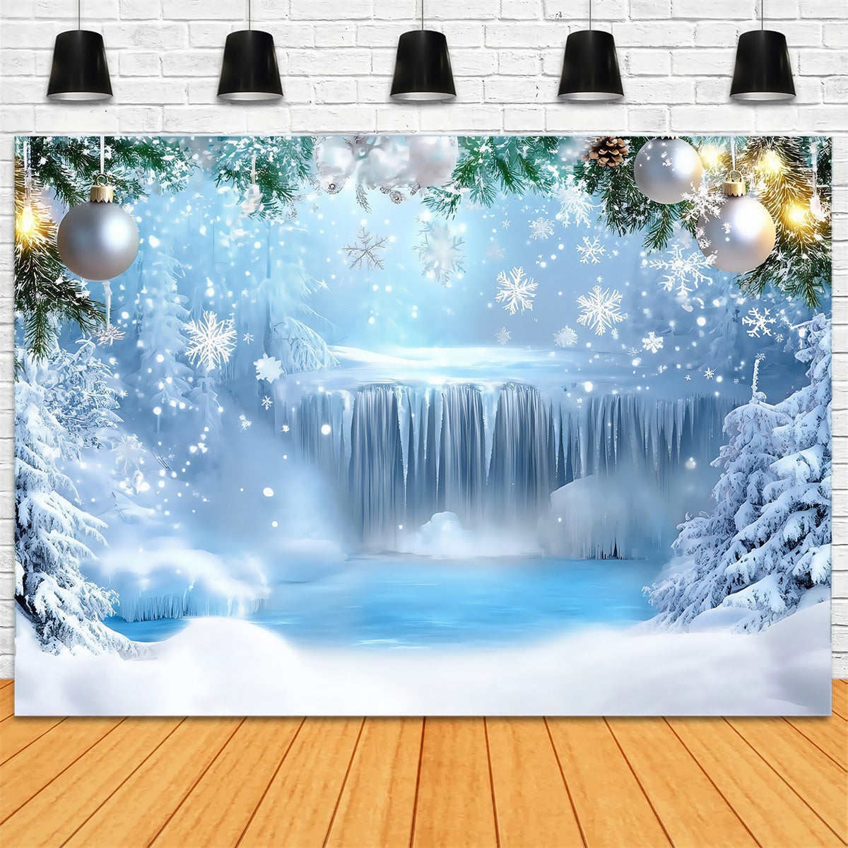 Winter Wonderland Backdrop Frozen Waterfall Backdrop UK MRR7-168