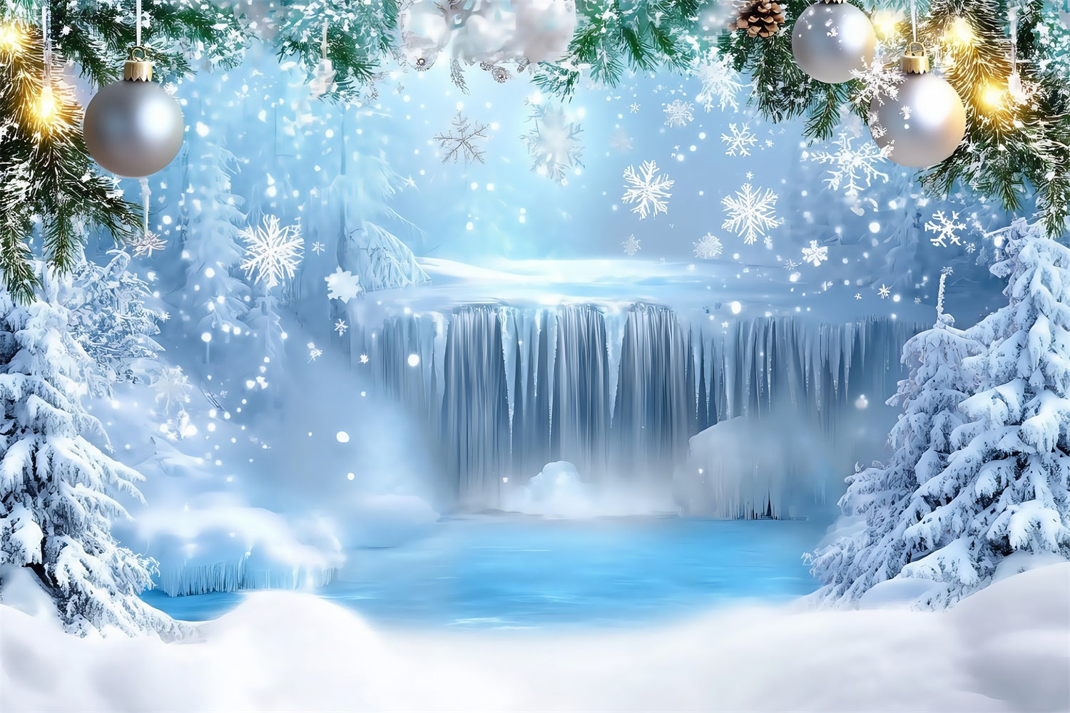 Winter Wonderland Backdrop Frozen Waterfall Backdrop UK MRR7-168