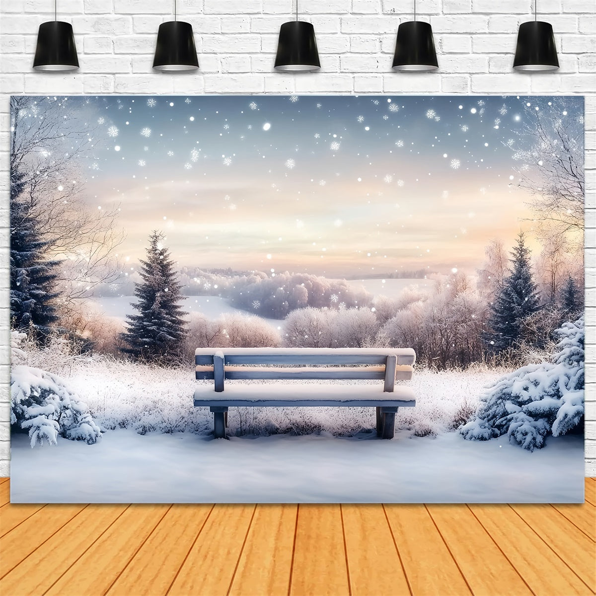 Winter Snow Backdrop Silent Snowfield Sunrise Backdrop UK MRR7-172