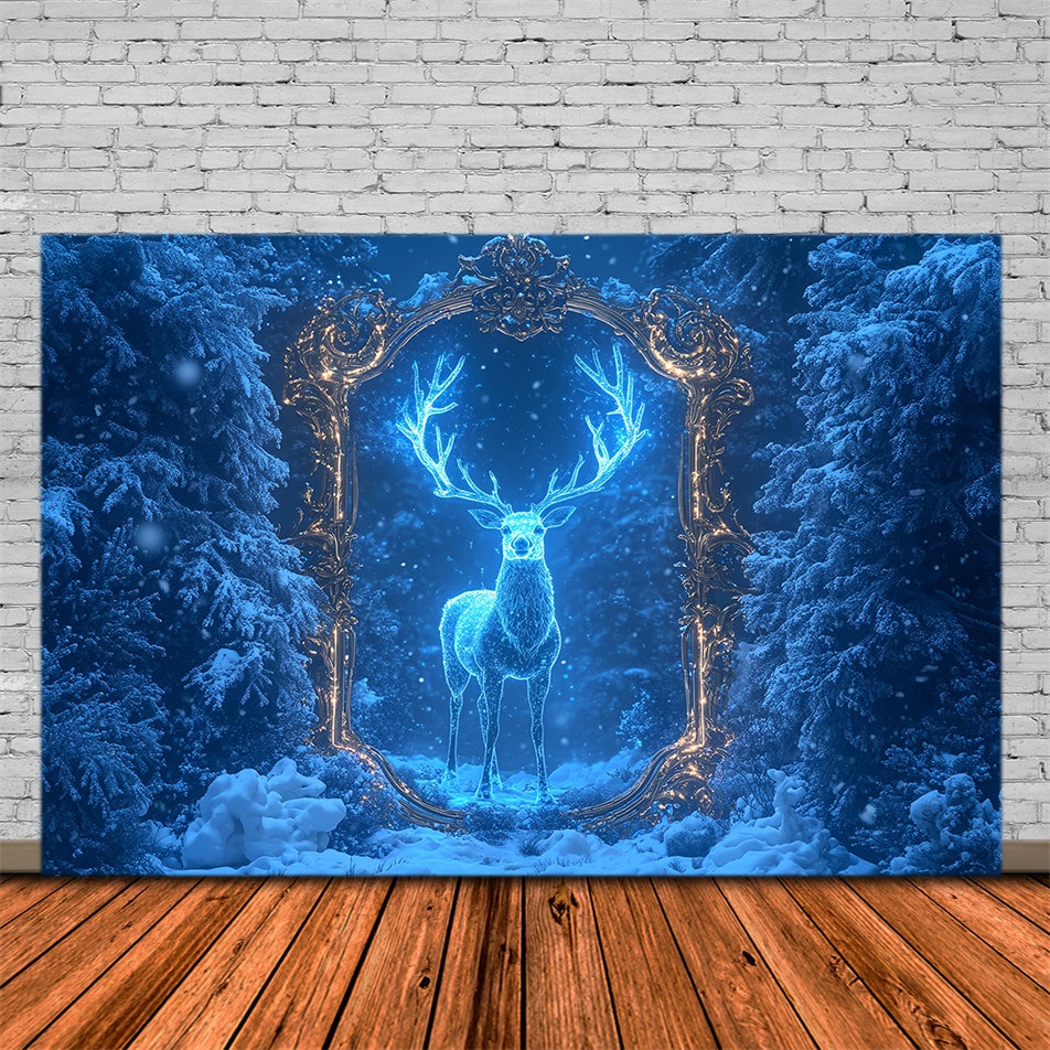 Winter Backdrops Frozen Magic Forest Stag Backdrop UK MRR7-173