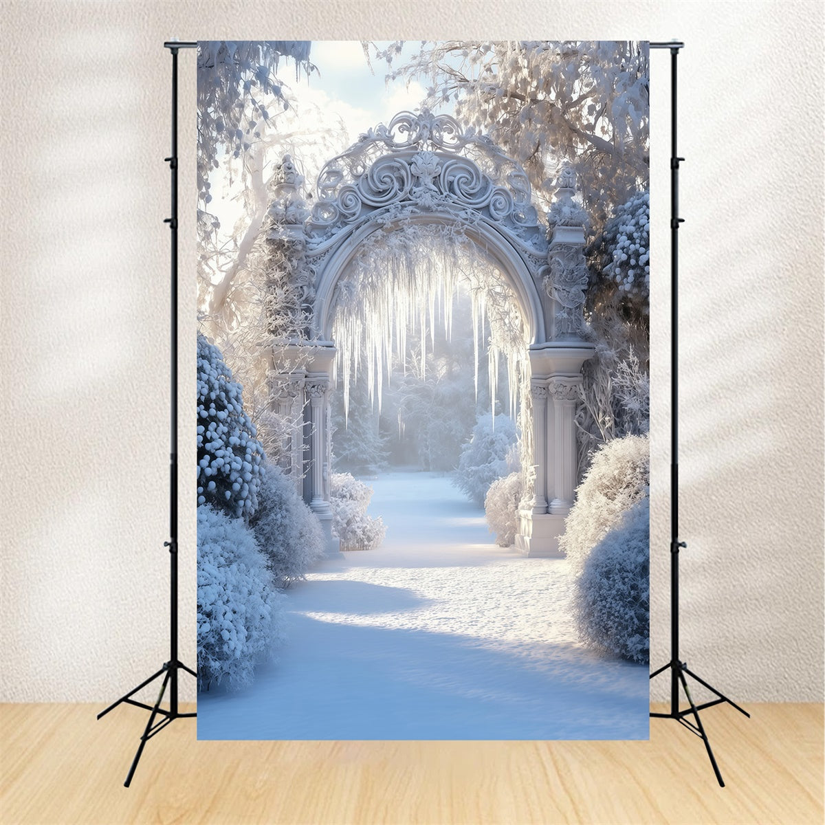 Winter Snow Backdrop Frozen Garden Arch Backdrop UK MRR7-175