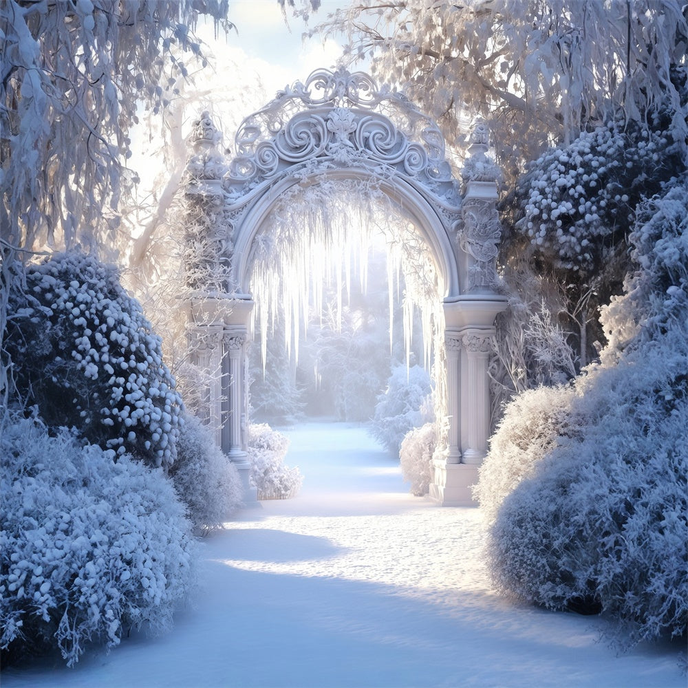 Winter Snow Backdrop Frozen Garden Arch Backdrop UK MRR7-175