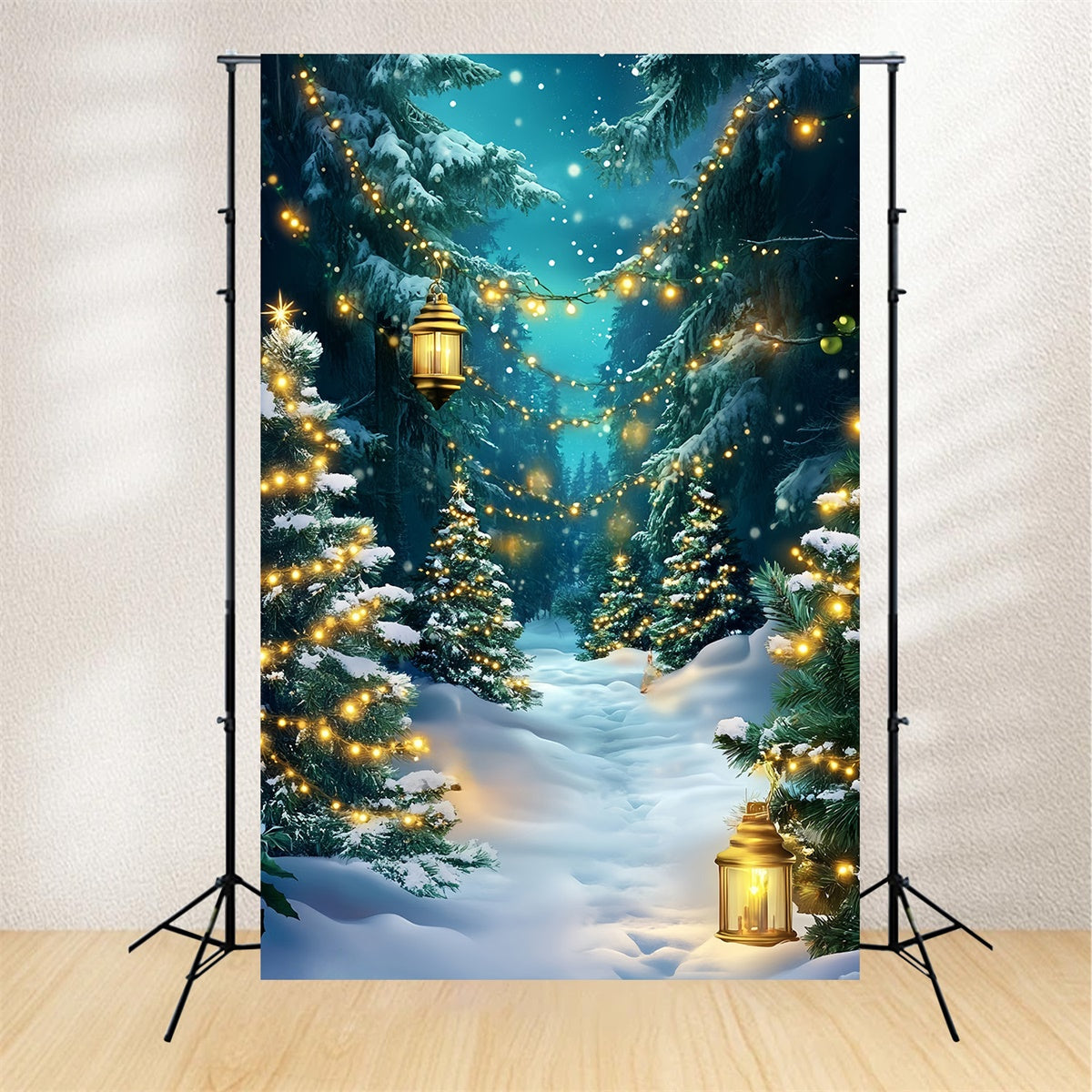 Winter Backdrop Twinkling Pines Trail Christmas Backdrop UK MRR7-176