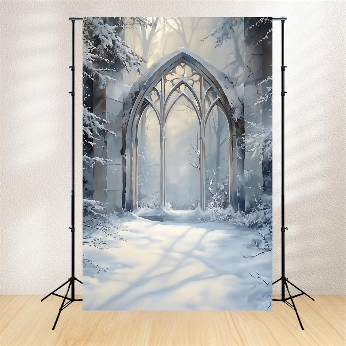 Winter Photo Backdrop Frosted Gothic Arch Backdrop UK MRR7-179