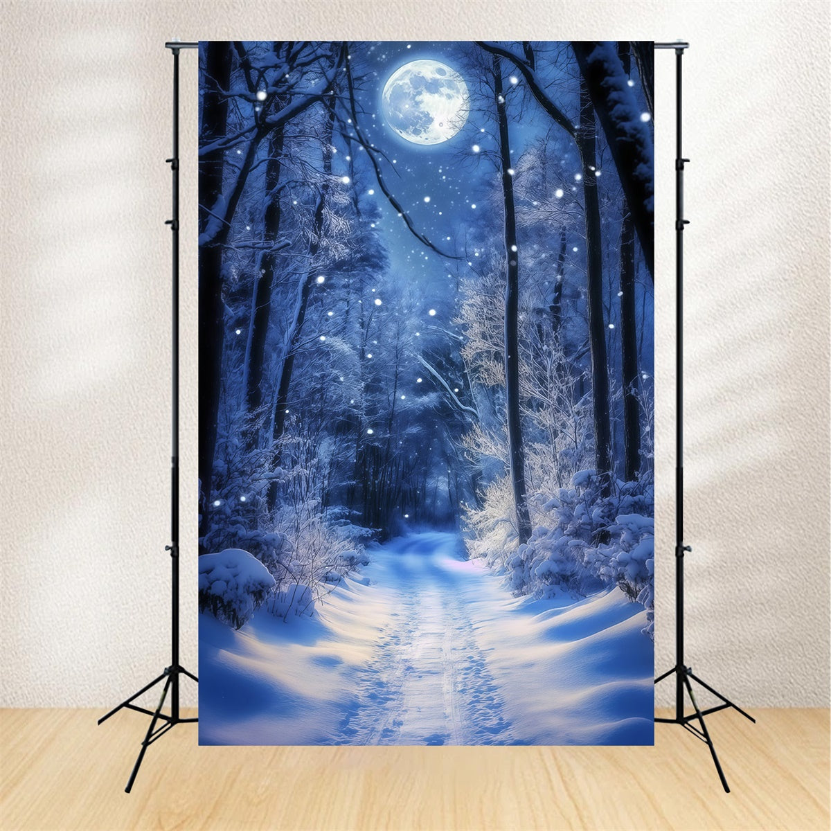Winter Forest Backdrop Glowing Moon Trail Backdrop UK MRR7-180