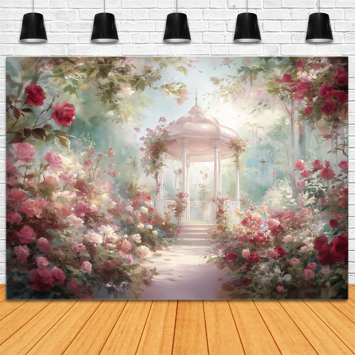 Fine Art Backdrops Rose Gazebo Garden Fabric Backdrop UK MRR7-181