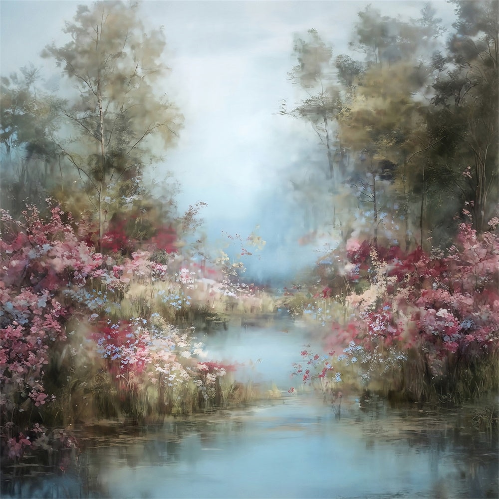 Oil Painting Photography Backdrop Wildflower Stream Backdrop UK MRR7-204