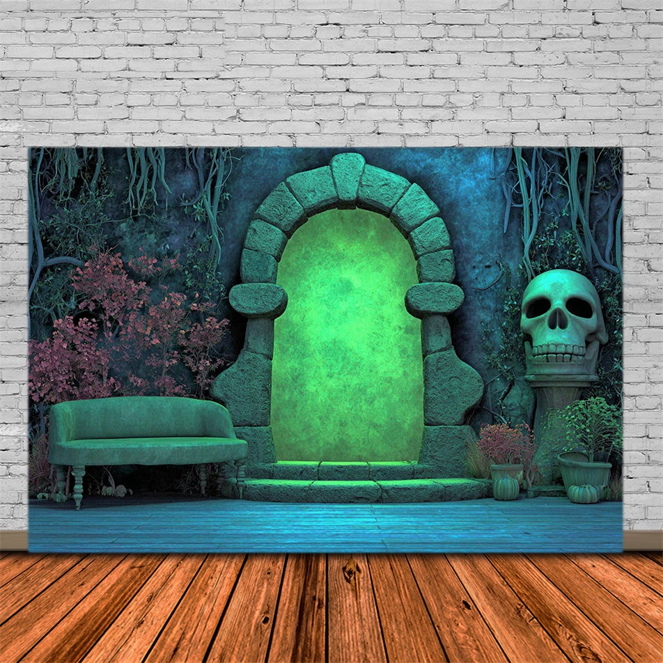 Scary Halloween Backdrops Glowing Tomb Gateway Backdrop UK MRR7-22