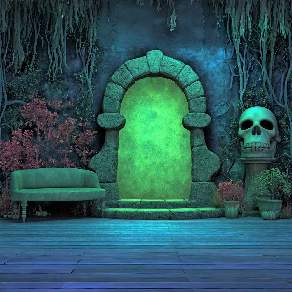 Scary Halloween Backdrops Glowing Tomb Gateway Backdrop UK MRR7-22