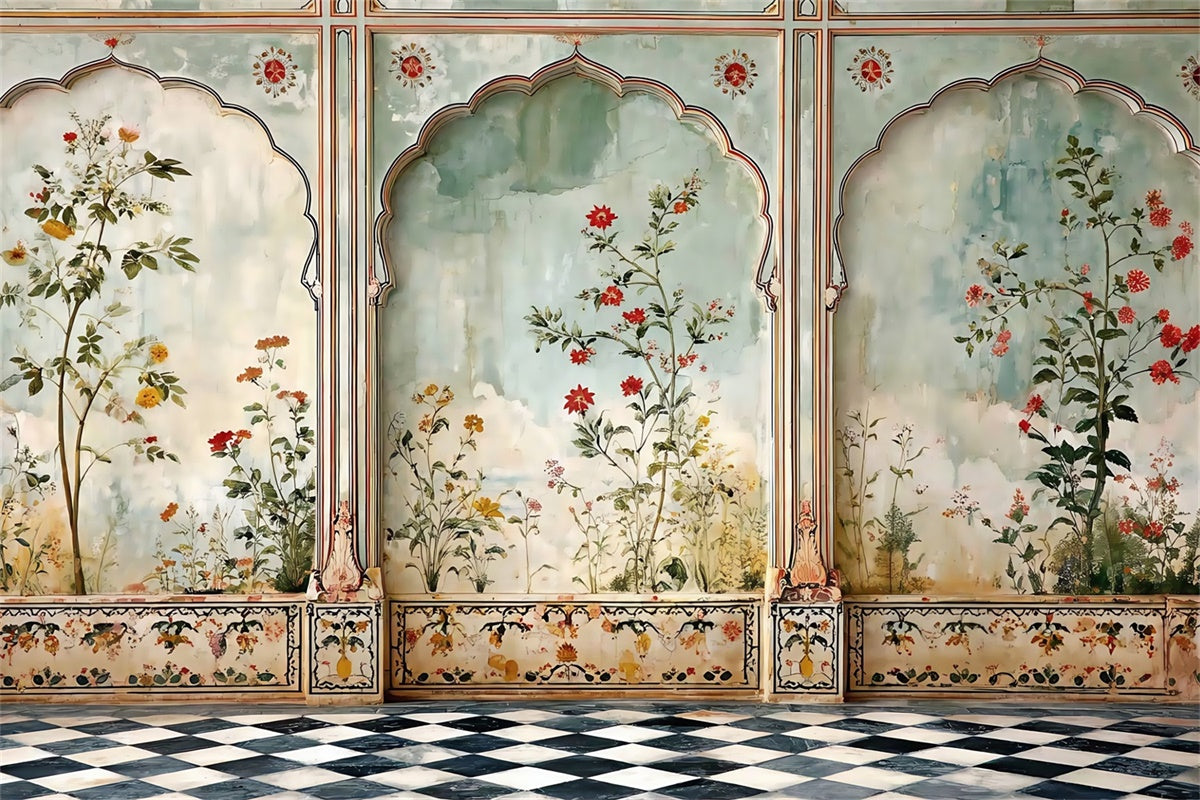 Vintage Backdrops Painted Floral Arch Panel Backdrop UK MRR7-225